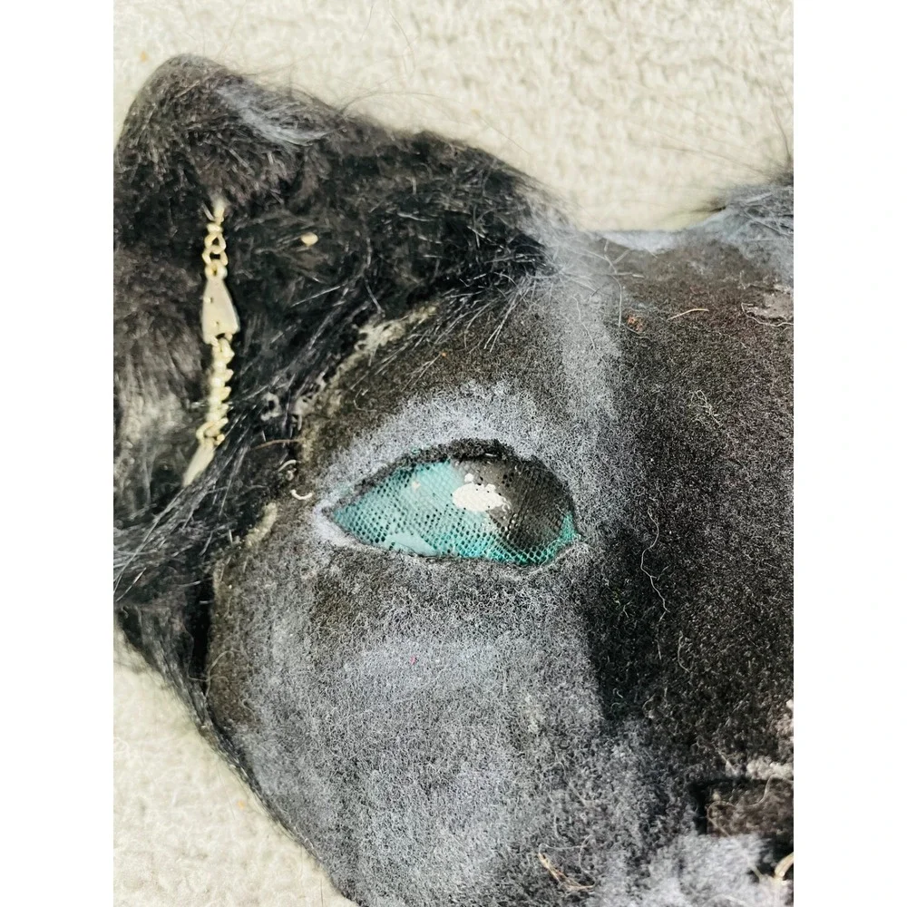 Black Cat Mask Furry Costume Accessory Fishbone Earring Cosplay Therian Animal